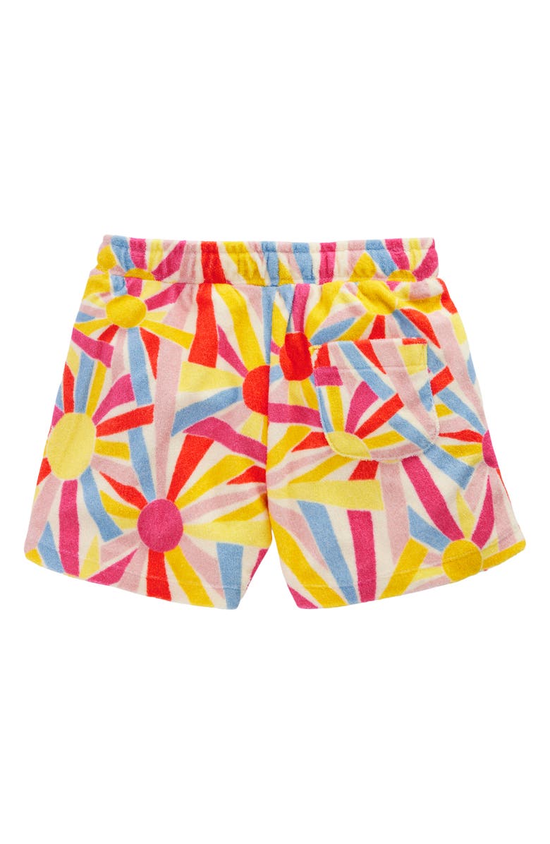 Mini Boden Kids' Cotton Blend Terry Cover-Up Shorts, Alternate, color, Soft Ivory Sunburst