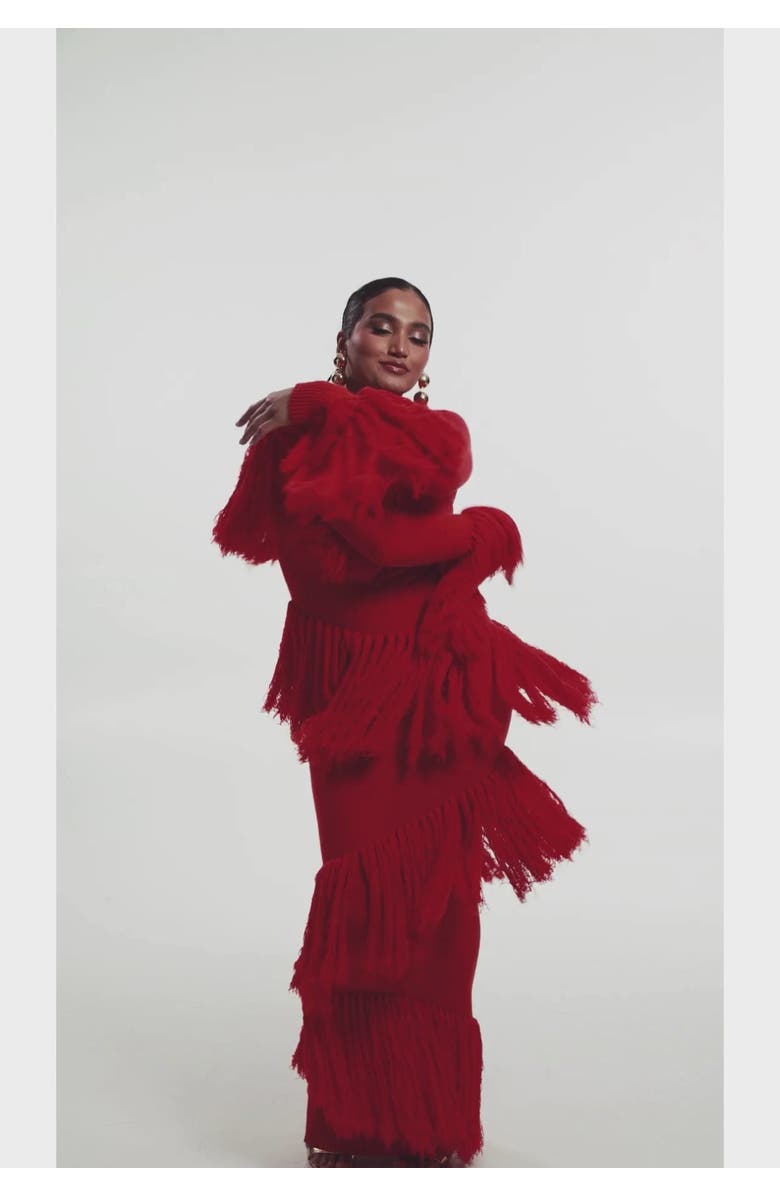 OFUURE Igho Sequin Fringe Maxi Dress, Alternate, color, Red