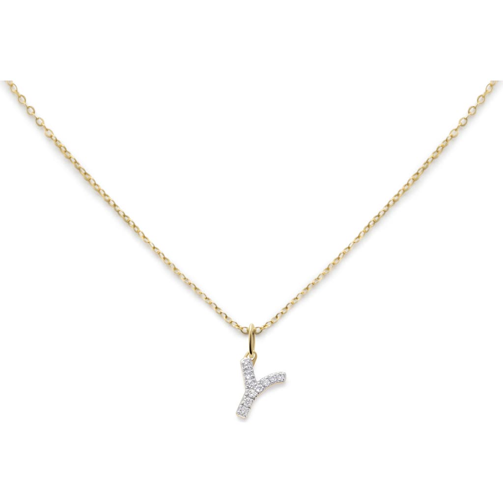 Monica Vinader Lab Created Diamond Initial Pendant Necklace In Gold