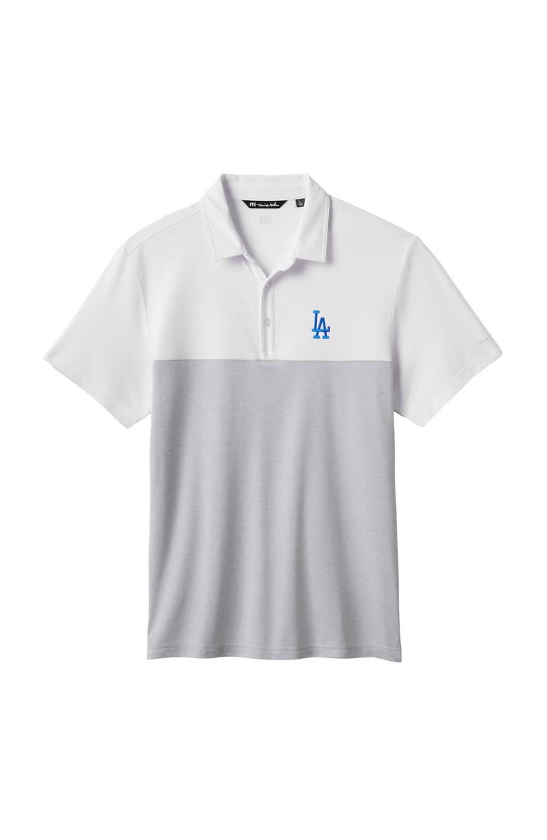TravisMathew Men's TravisMathew White/Gray Los Angeles Dodgers Home Run Leader Tri-Blend Polo, Alternate, color, White