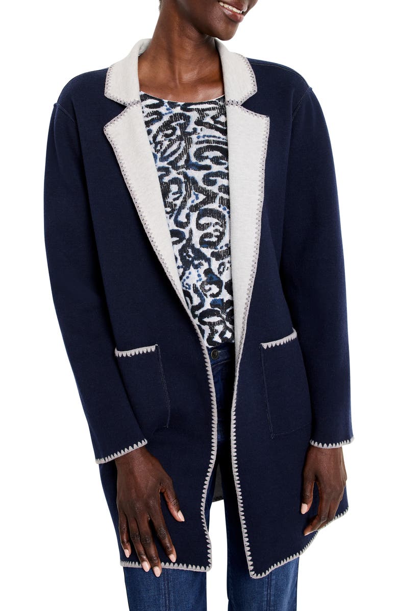 NIC+ZOE Cool Night Reversible Knit Blazer, Main, color, Dark Indigo