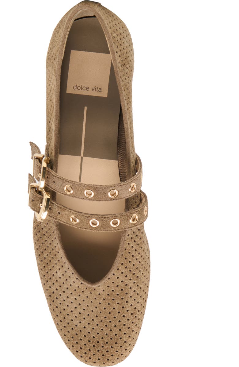 Dolce Vita Baylee Grommet Mary Jane Flat, Alternate, color, Olive Suede