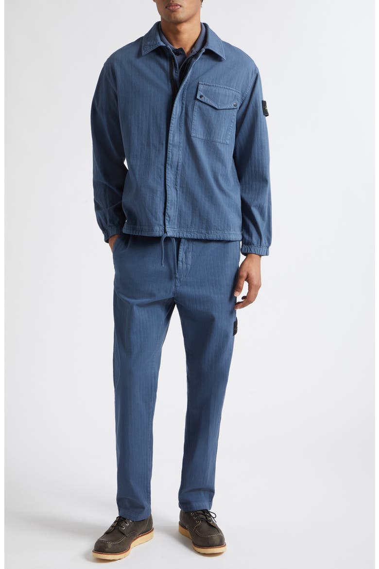 Compass Patch Cotton Herringbone Overshirt, Alternate, color, V002E SLATE BLUE