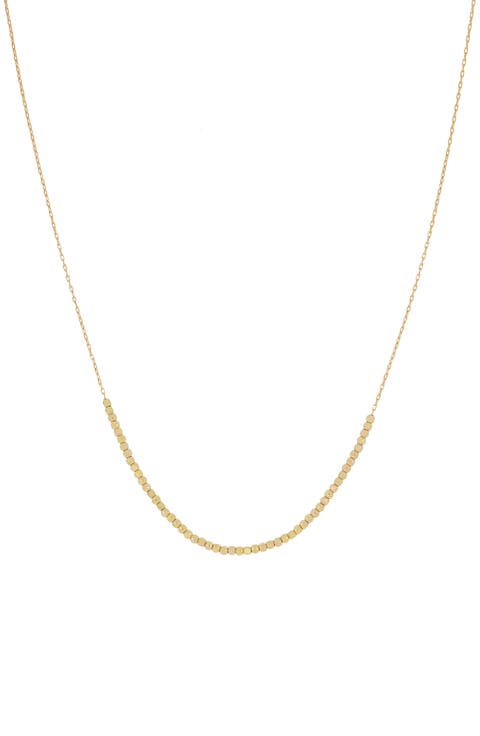 14K Gold Beaded Chain Necklace