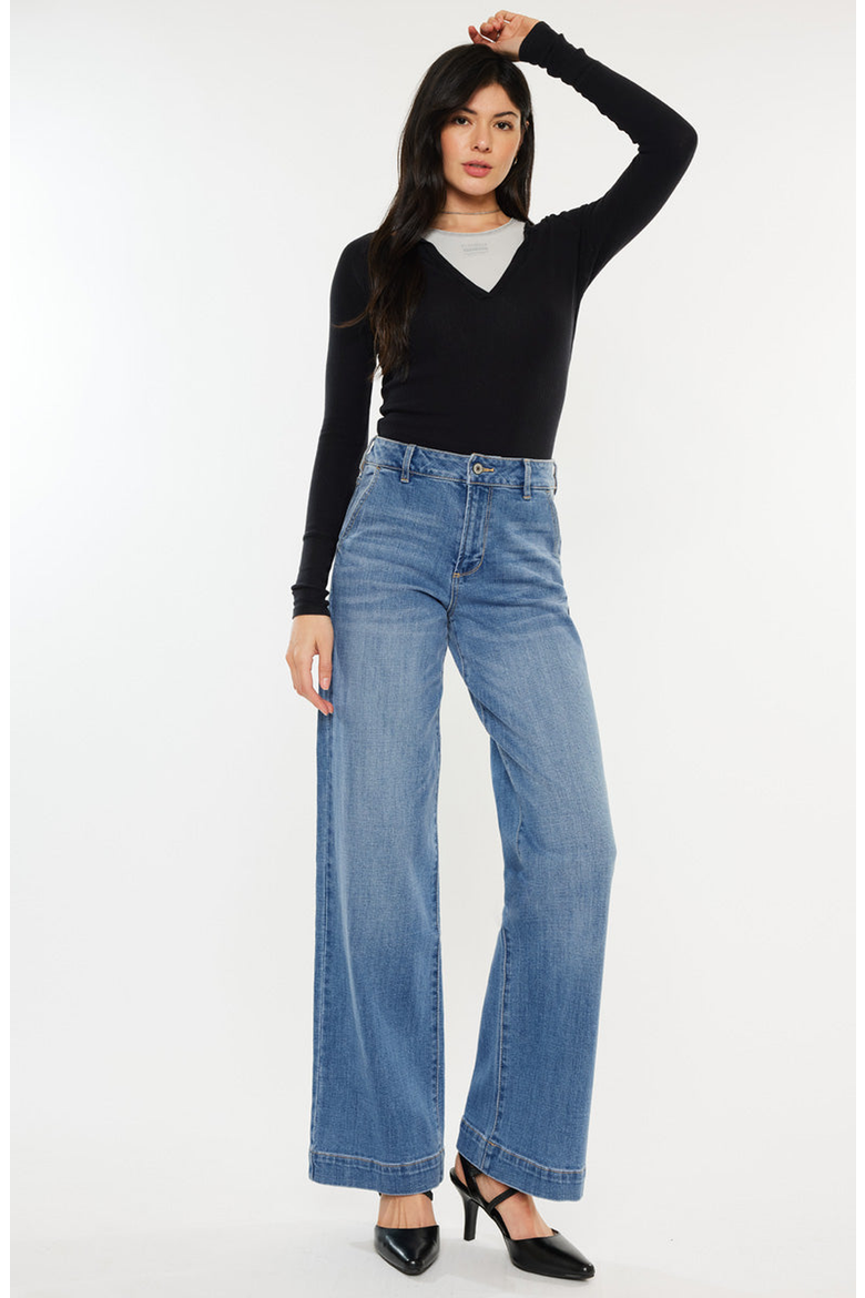 Bertha High Rise Trouser Wide Leg Jeans, Alternate, color, Medium Wash