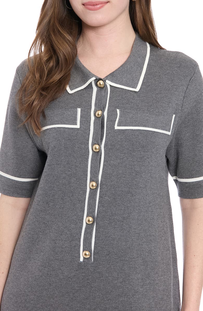 London Times Tipped Shift Dress, Alternate, color, Charcoal Grey/ Ivory