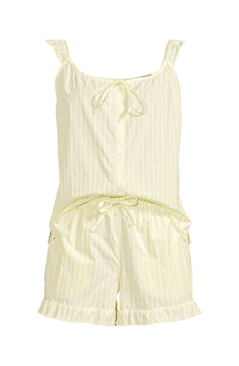 Lands
 End Poplin 2 Piece Pajama Set - Tank Top and Shorts, Alternate, color, Pale Yellow/White Stripe