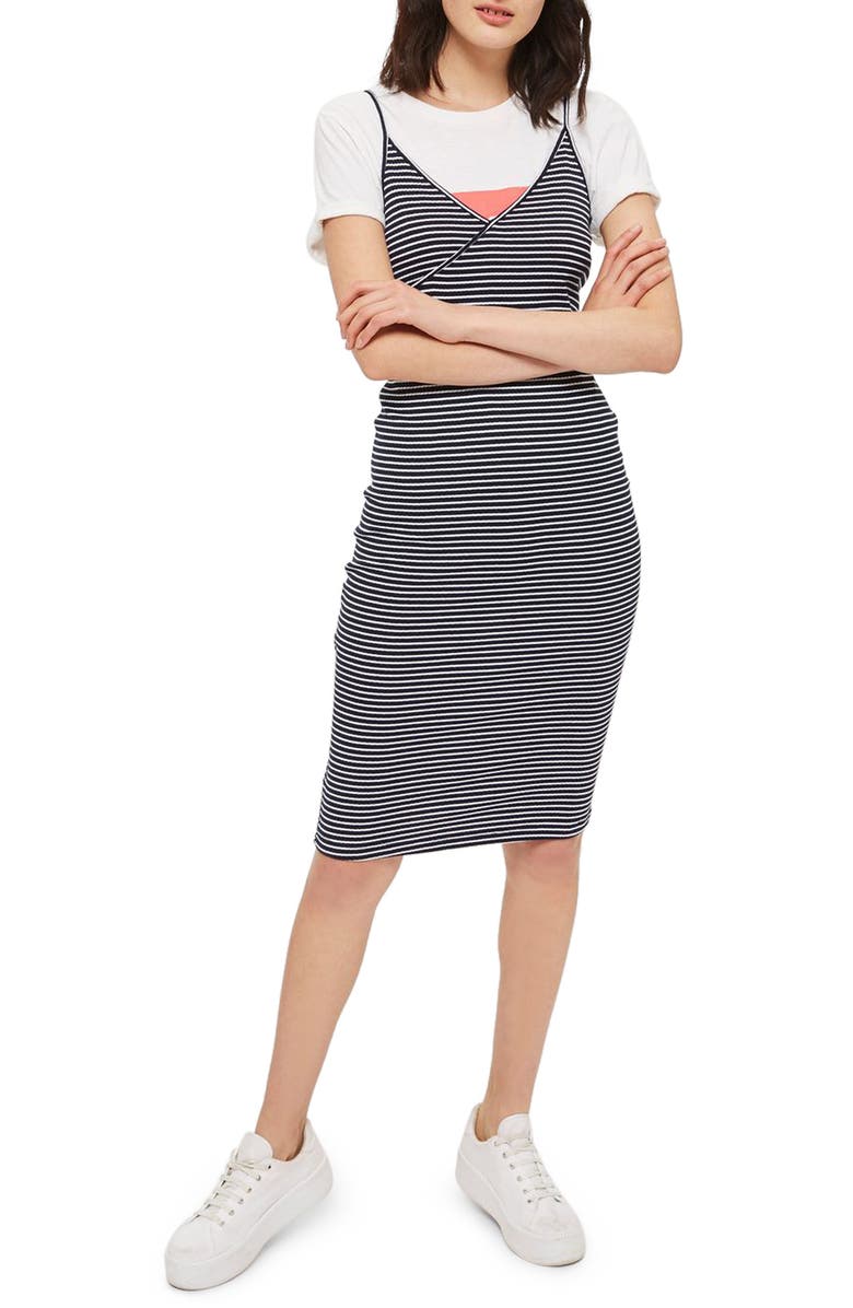 Topshop Kaia Stripe Tank Dress, Main, color,