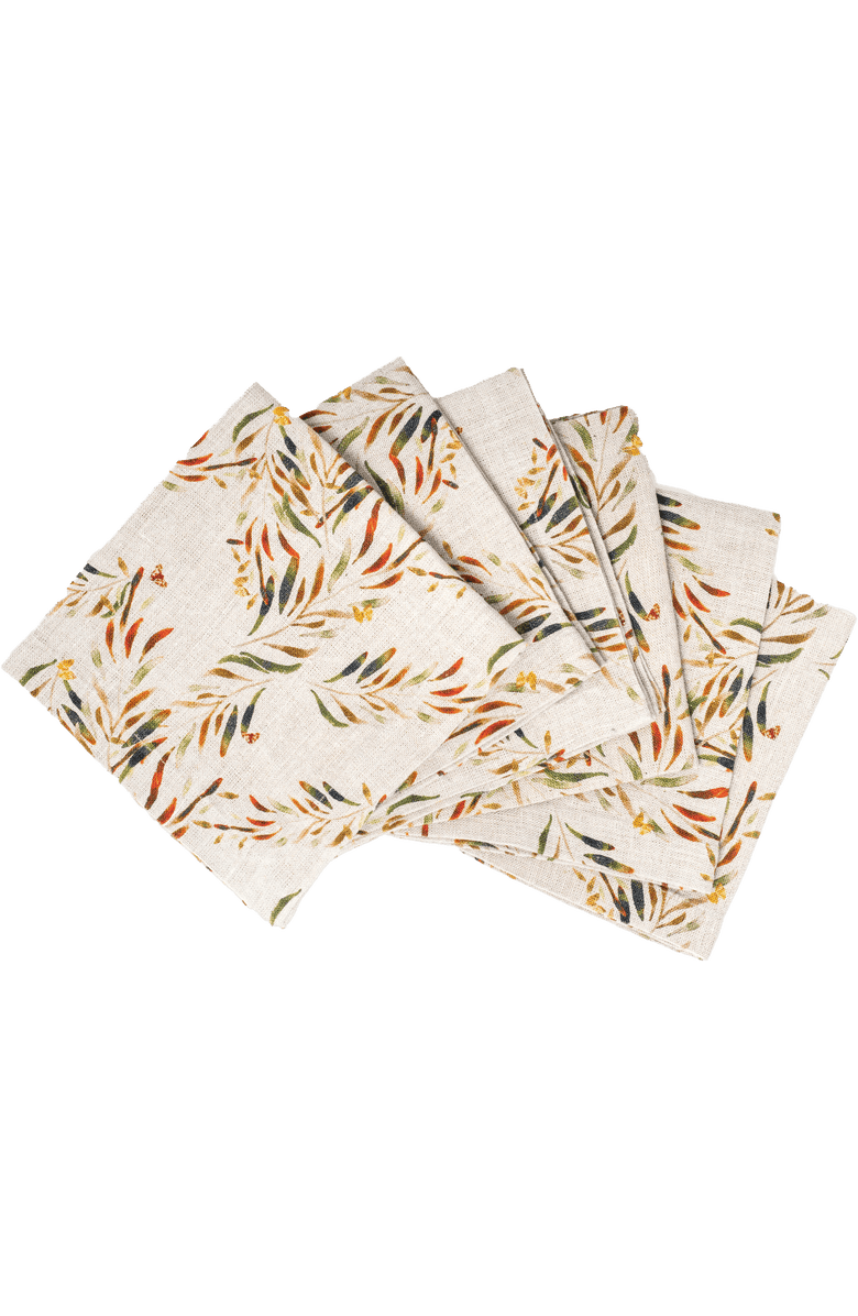 Sophie Williamson Design 6 Organic Linen Napkins, Main, color, Red Palm
