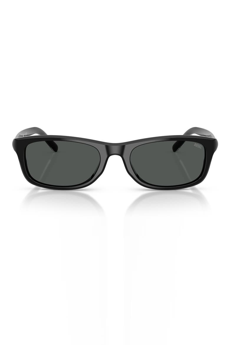 54mm Rectangular Sunglasses, Main, color, SOLID BLACK / SOLID BLACK