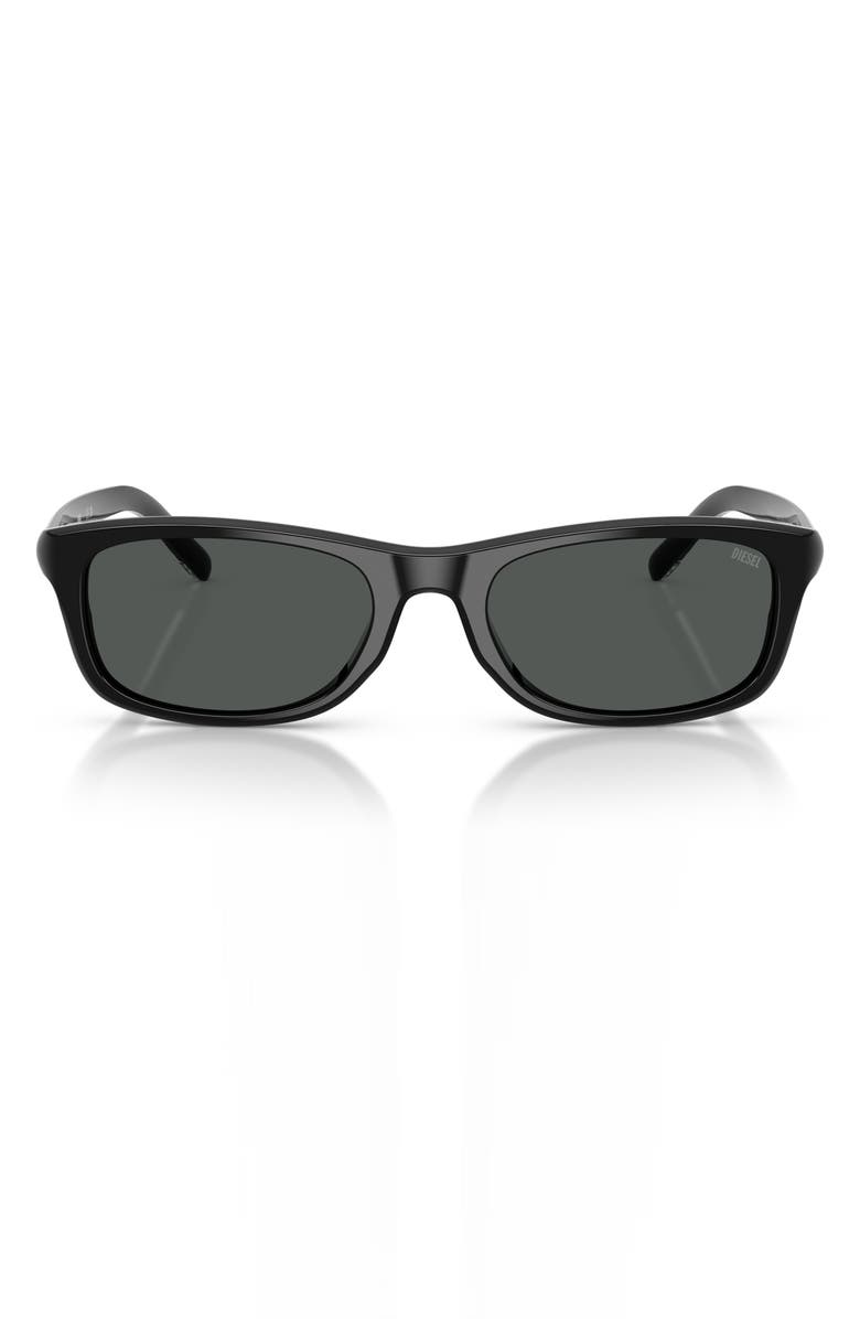 DIESEL<sup>®</sup> 54mm Rectangular Sunglasses, Main, color, Solid Black / Solid Black