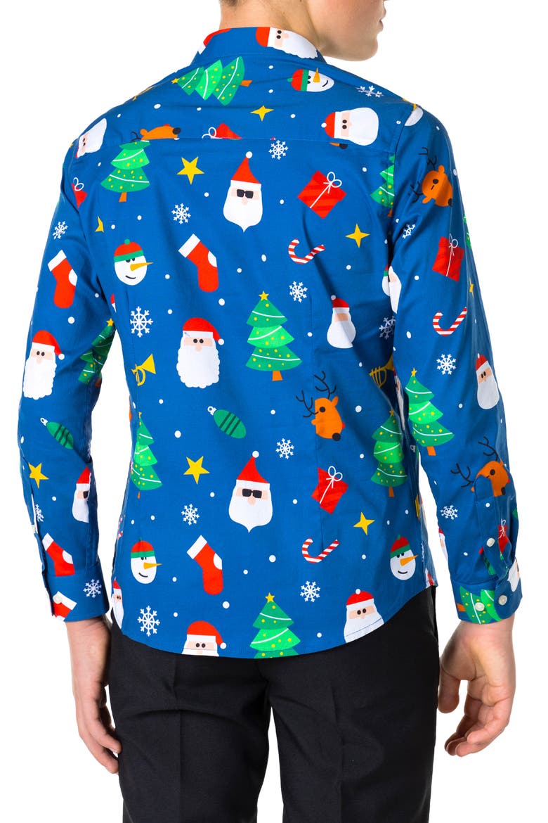 Kids' Festivity Blue Long Sleeve Dress Shirt, Alternate, color, BLUE