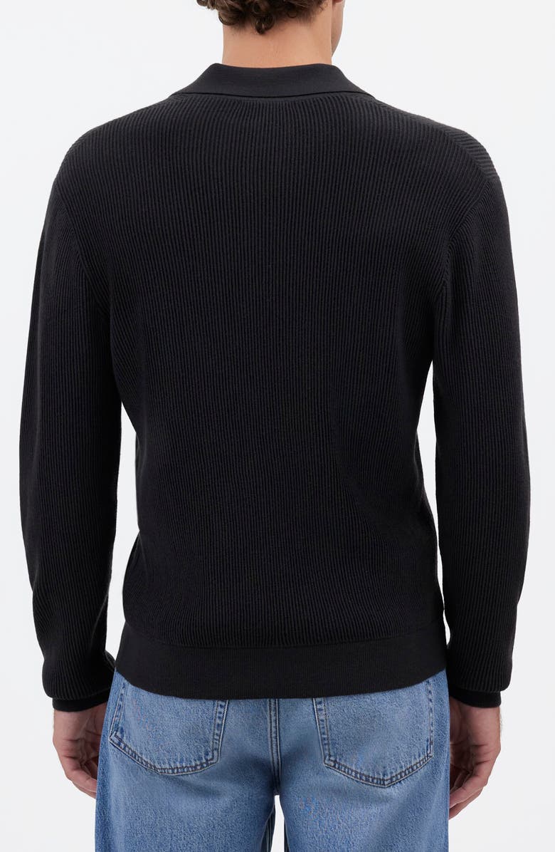 Madewell Johnny Collar Long Sleeve Merino Wool Sweater Polo, Alternate, color, Dark Bottle