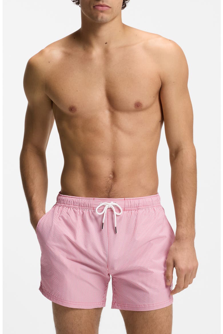 Velvetfish Seersucker Swim Trunks, Main, color, DARK RED