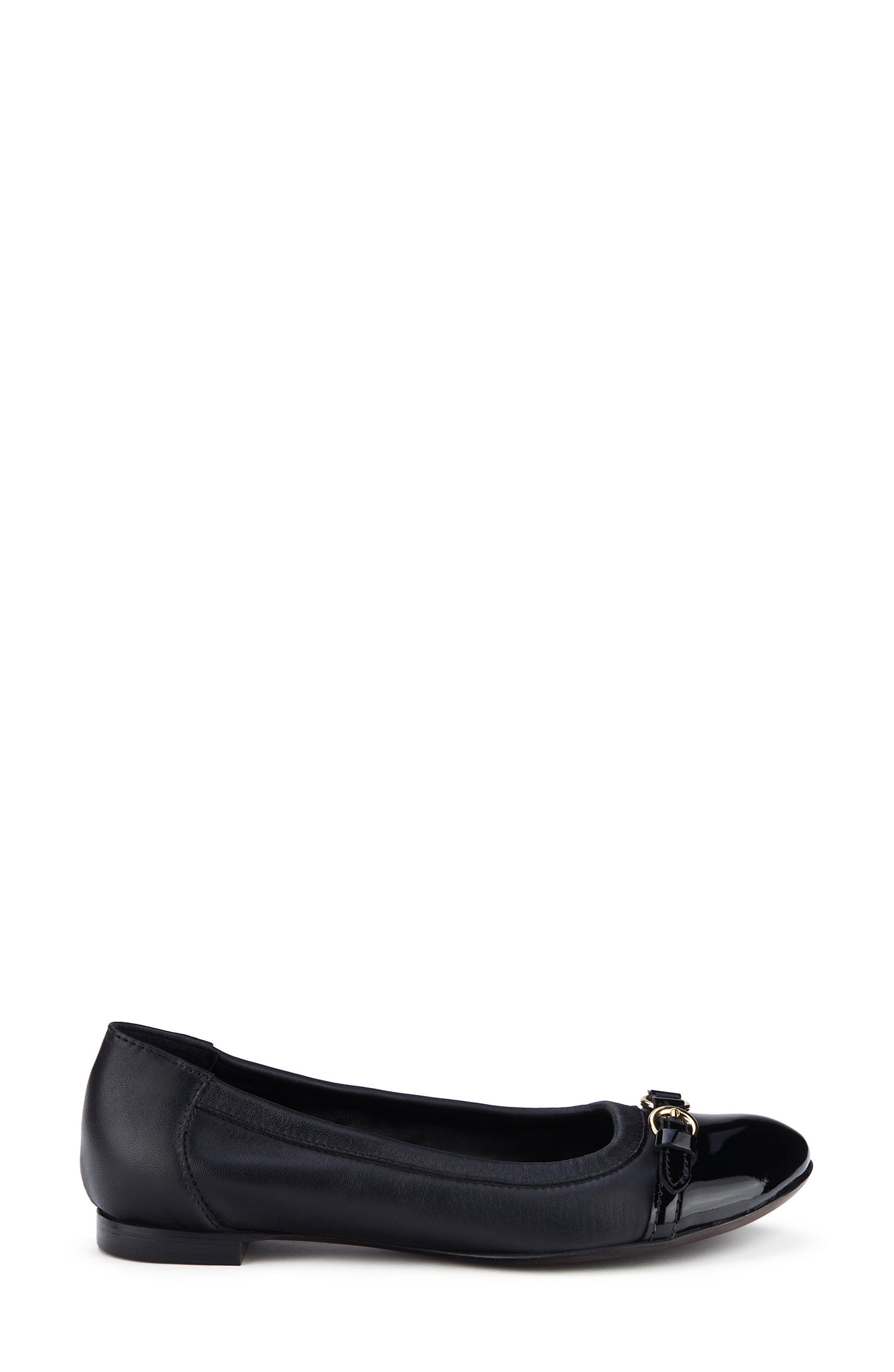 Monika Cap Toe Ballet Flat, Alternate, color, BLACK WITH GOLD BUCKLE