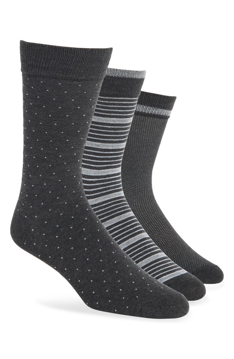 Original Penguin Gates Birdseye Assorted 3-Pack Crew Socks Assorted 3-Pack Crew Socks, Main, color, Black