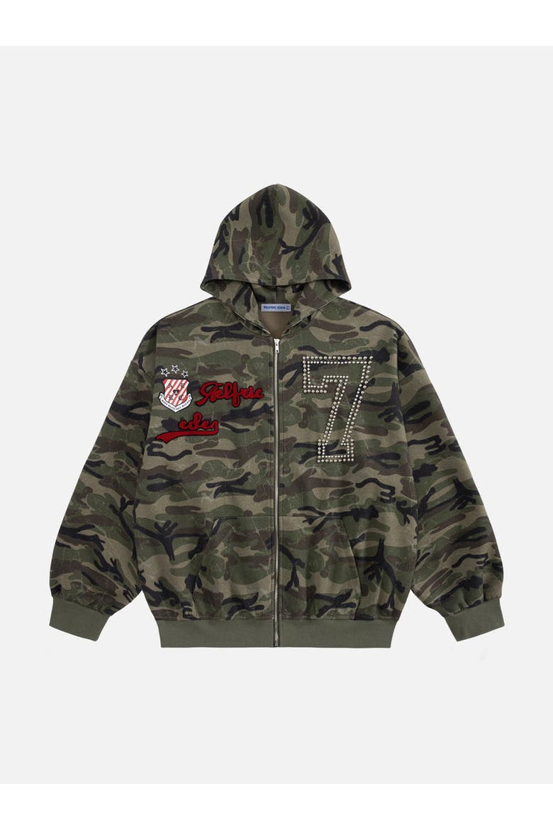 Camo Zip Up Hoodie, Alternate, color, Camouflage