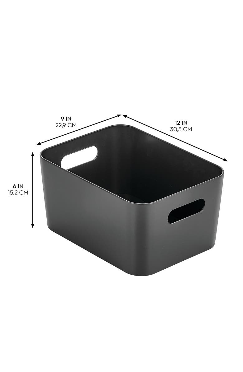mDesign Metal Storage Bin with Handles - Set of 2 - Black, Alternate, color, Black