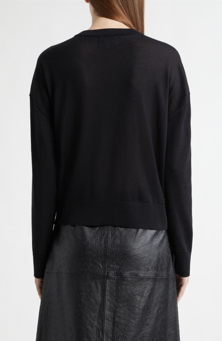 LOULOU DE SAISON Kita Fine Knit Cashmere Crewneck Cardigan, Alternate, color, Black
