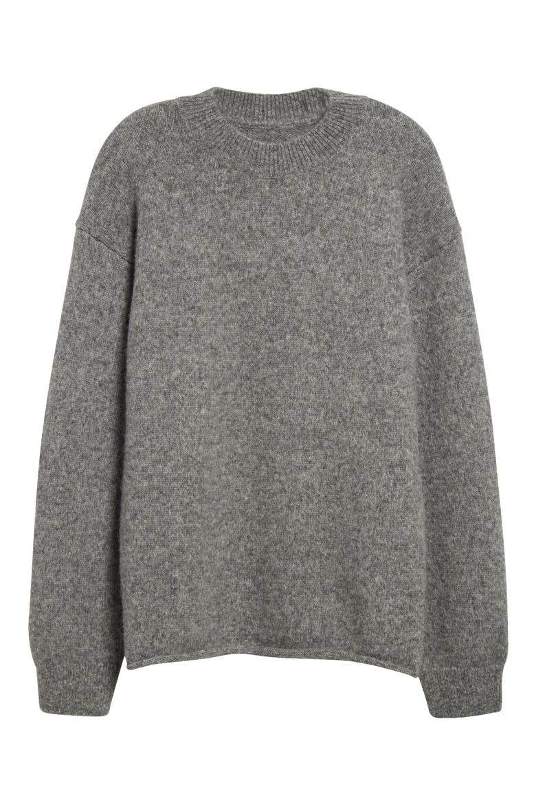 Le Pull Jacquard Logo Brushed Alpaca & Merino Wool Blend Sweater, Alternate, color, GREY