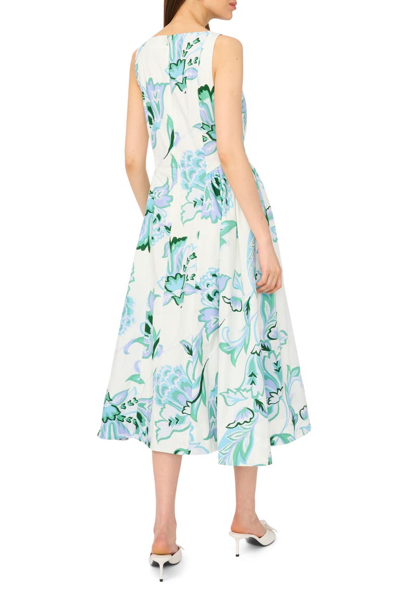Floral Fit & Flare Cotton Midi Dress, Alternate, color, LAVENDER WAVE