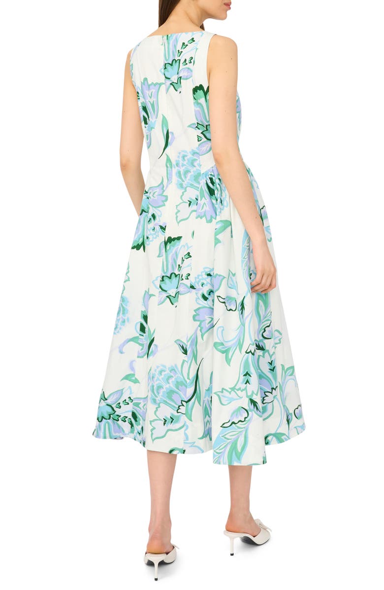 CeCe Floral Fit & Flare Cotton Midi Dress, Alternate, color, Lavender Wave