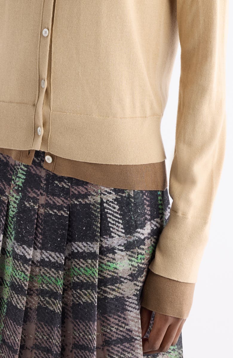 Acne Studios Kohona Layered Silk, Wool & Cashmere Cardigan, Alternate, color, Sand Beige