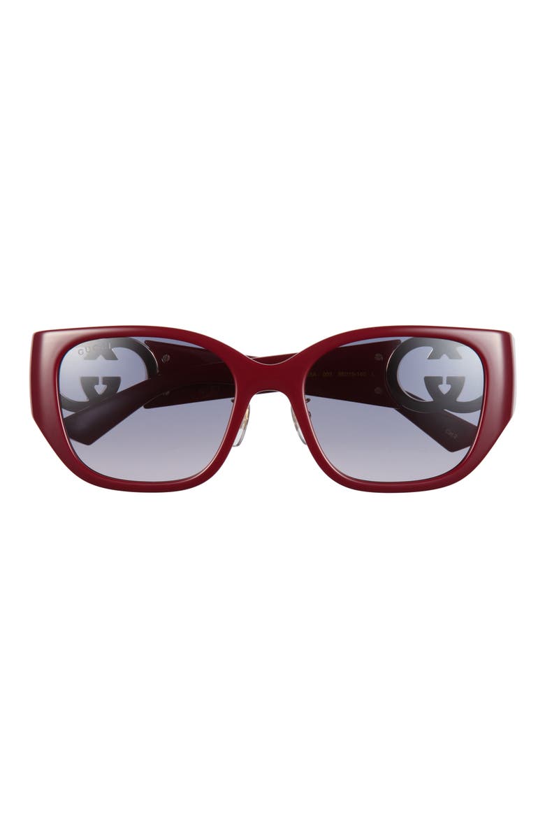 55mm Square Sunglasses, Main, color, BURGUNDY BURGUNDY GREY