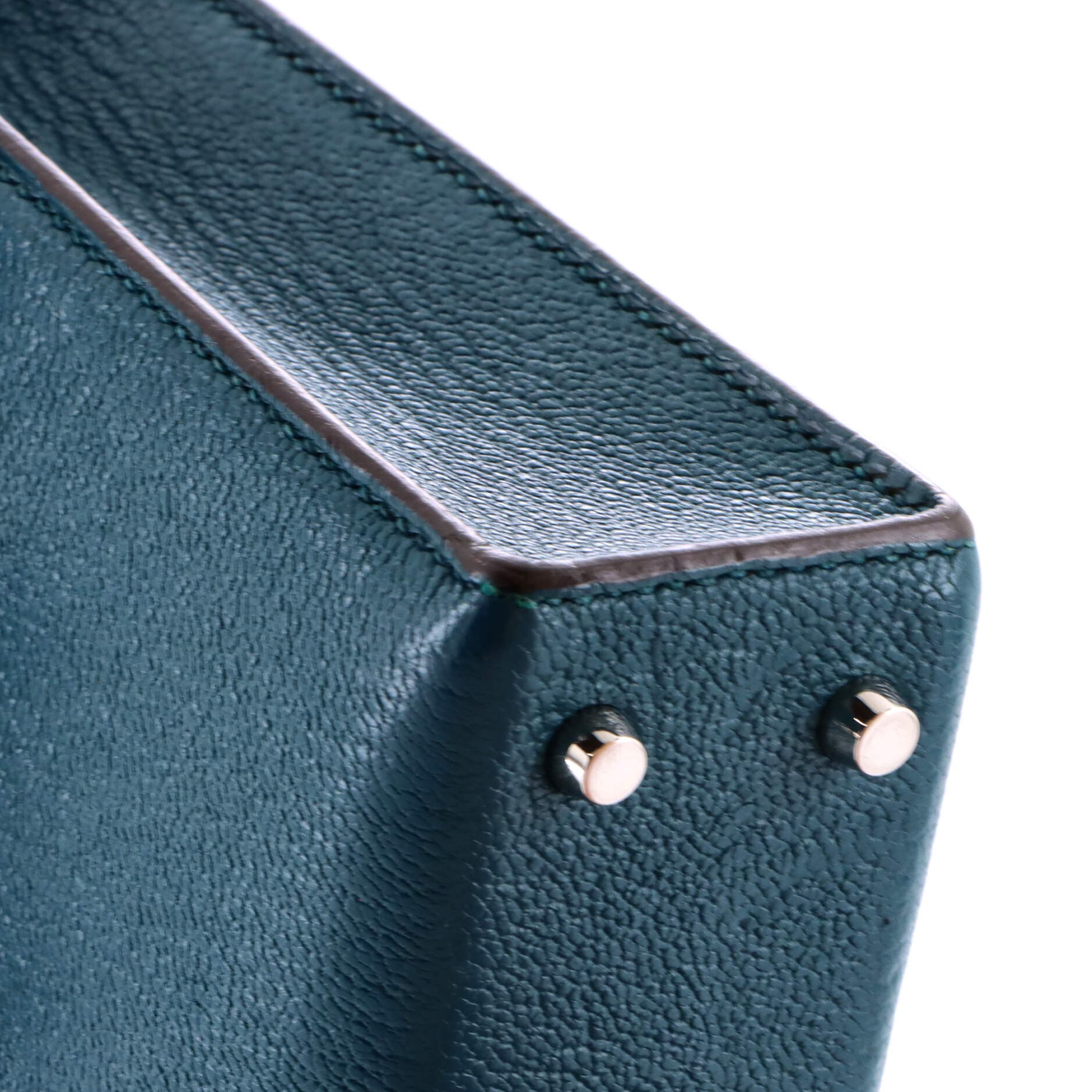 Pre-Owned Hermes Verrou Bag Chevre Mysore and Canvas Mini, Alternate, color, Vert Bosphore