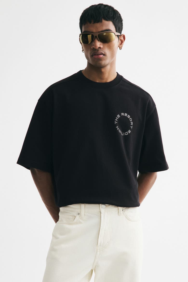 Oversized-fit Boxy T-shirt, Alternate, color, Black/The Resort Edition