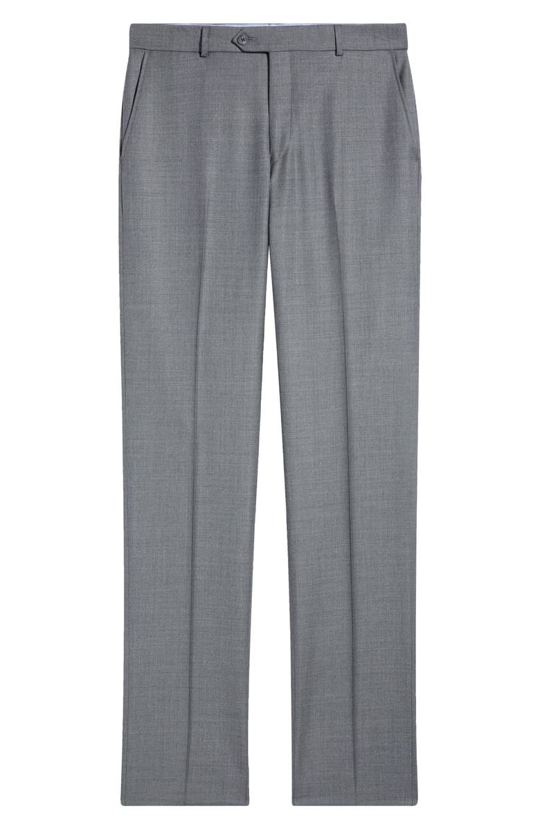 Berle Flat Front Grey Super 120s Wool Dress Pants, Alternate, color, Medium Grey