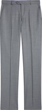 Berle Flat Front Grey Super 120s Wool Dress Pants
