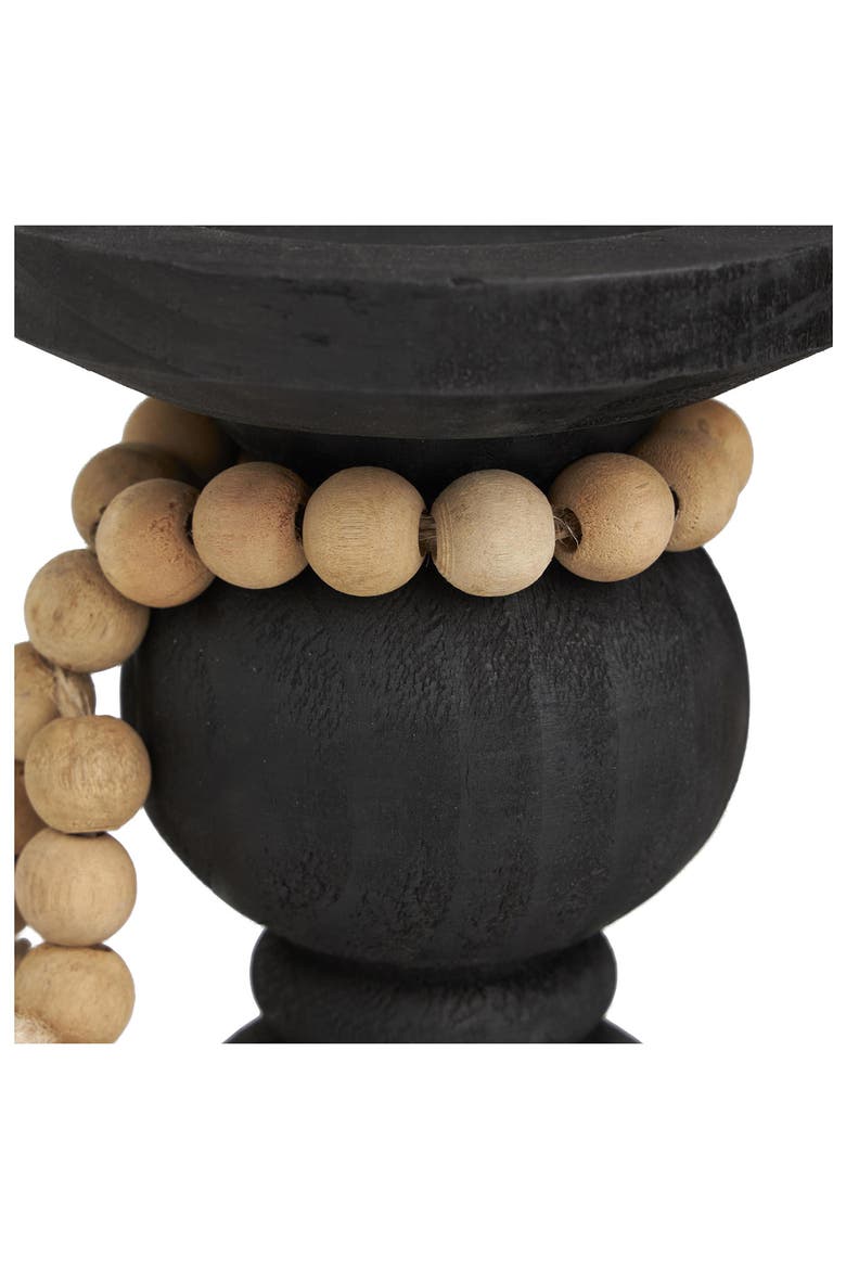 Set of 3 Wood Pillar Candle Holders, Alternate, color, BLACK