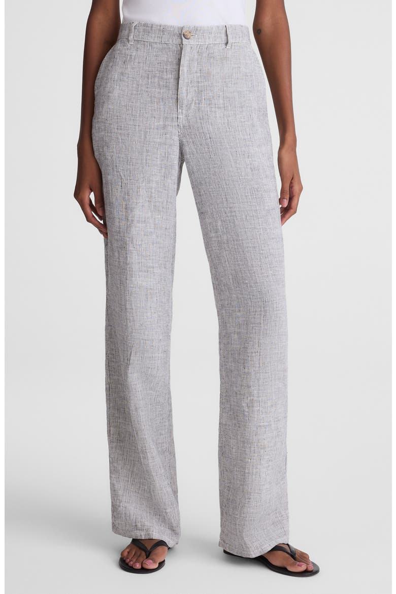 The Zoe Relaxed Straight Pants, Main, color, BLACK WHITE MINI STRIPE