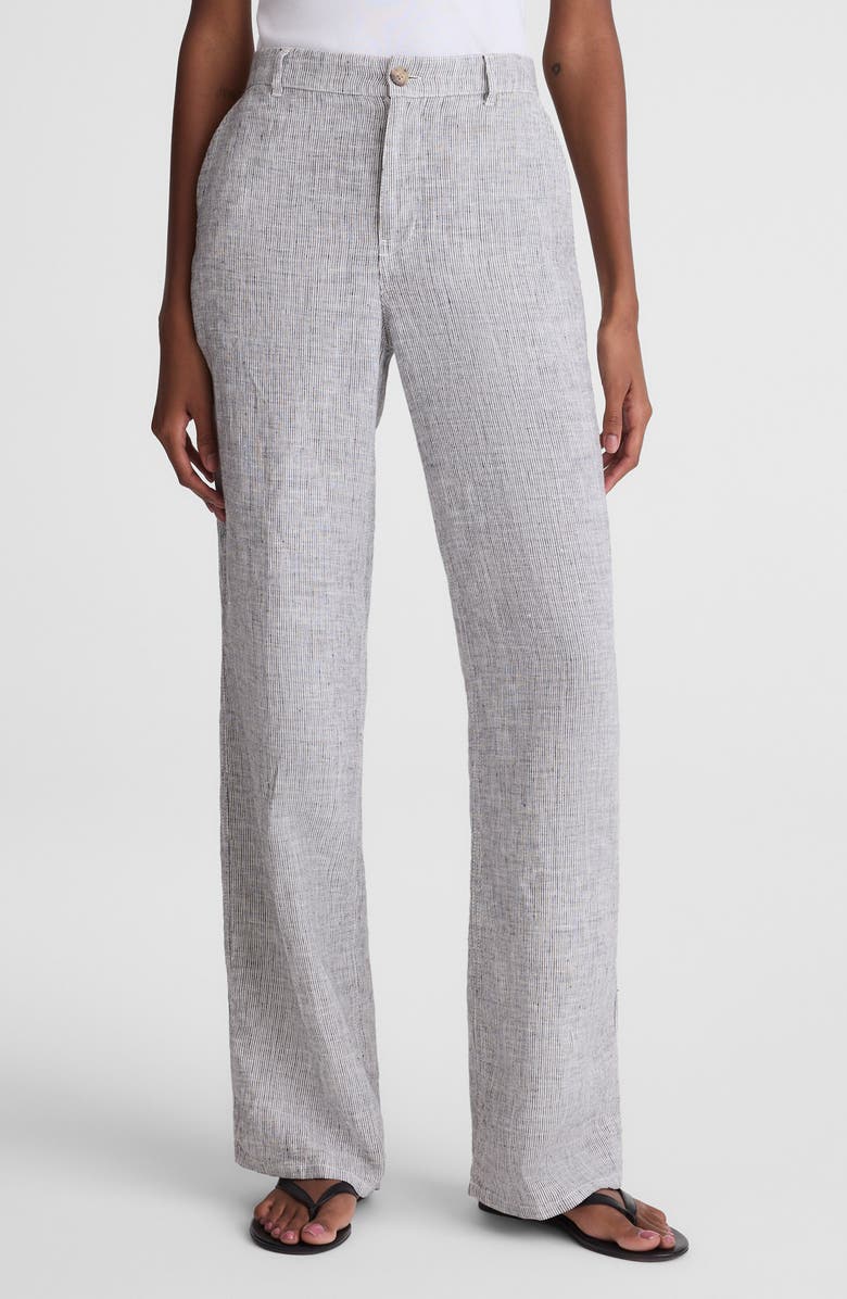 Madewell The Zoe Relaxed Straight Pants, Main, color, Black White Mini Stripe