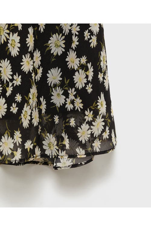 Mango Belle Floral Chiffon Midi Skirt In Black