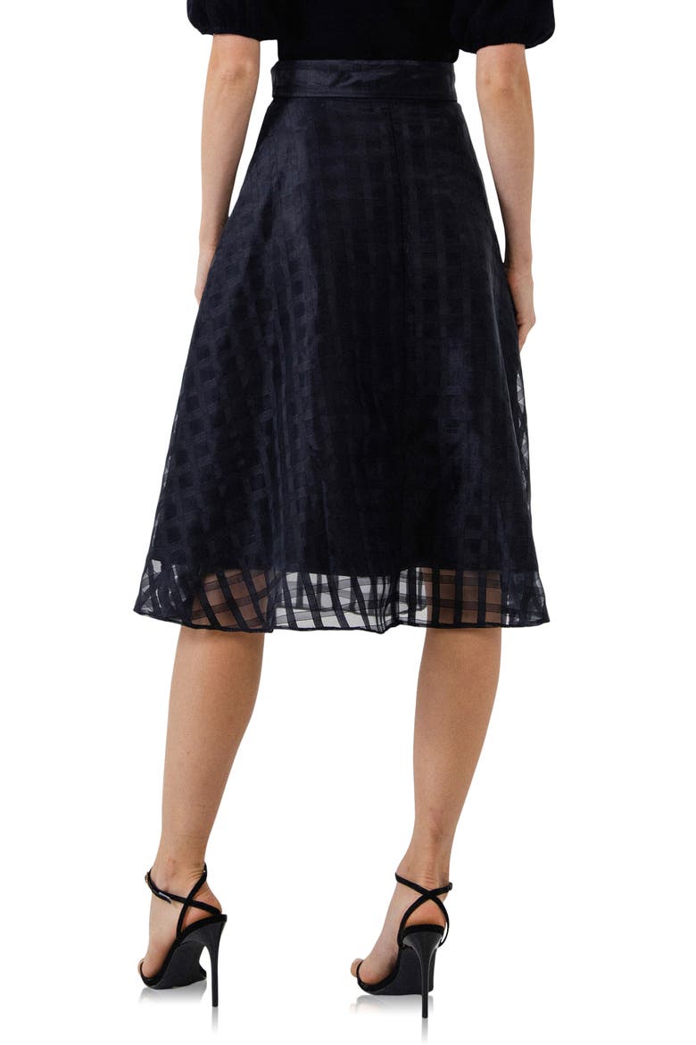 Plaid Fit & Flare Midi Skirt, Alternate, color, BLACK