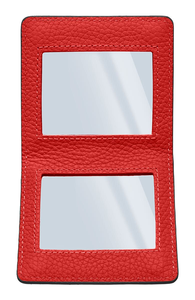 MAISON de SABRÉ Leather Compact Mirror, Alternate, color, Rouge Noir