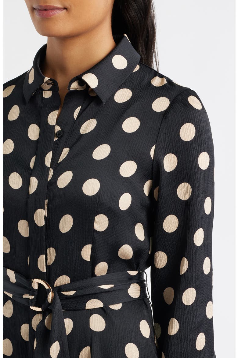 Polka Dot Long Sleeve Midi Shirtdress, Alternate, color, BLACK MULTI