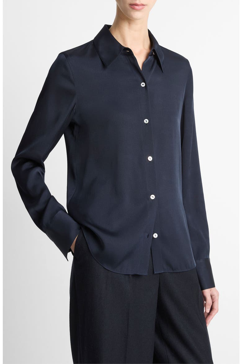 Slim Fit Silk Blend Button-Up Shirt, Alternate, color, COASTAL BLUE