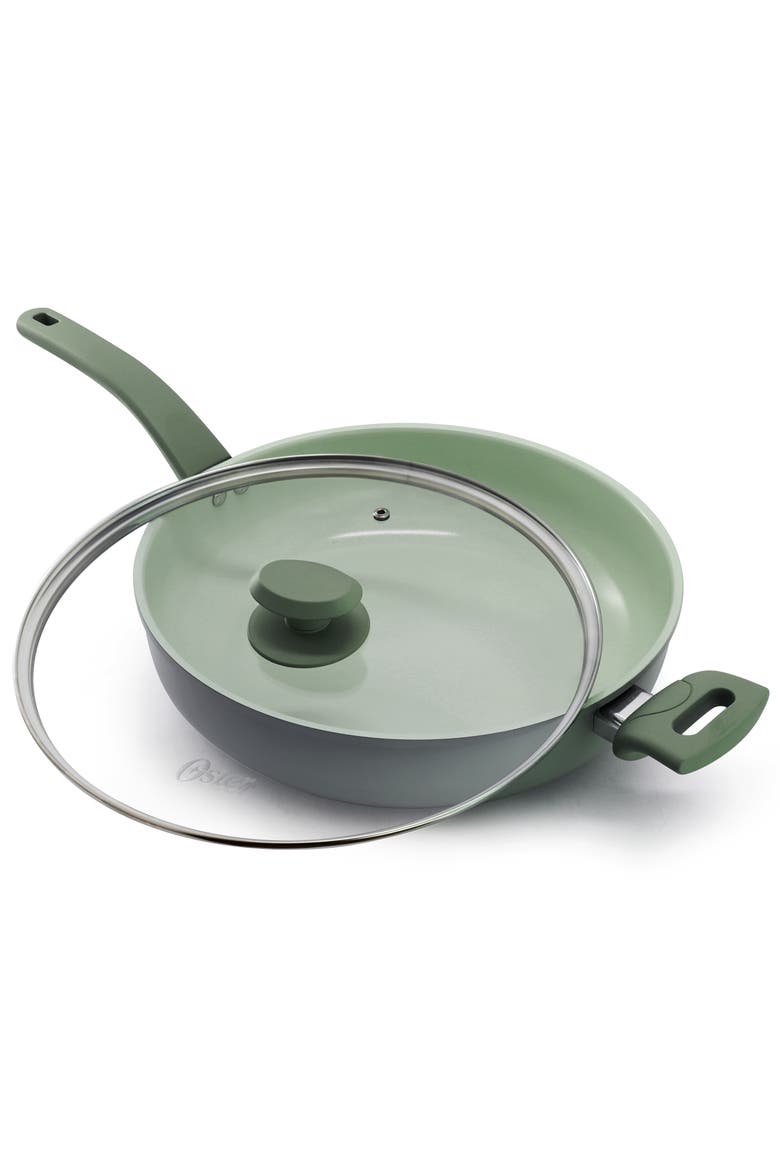 5 Quart Ceramic Nonstick Saute Pan with Lid, Alternate, color, Green
