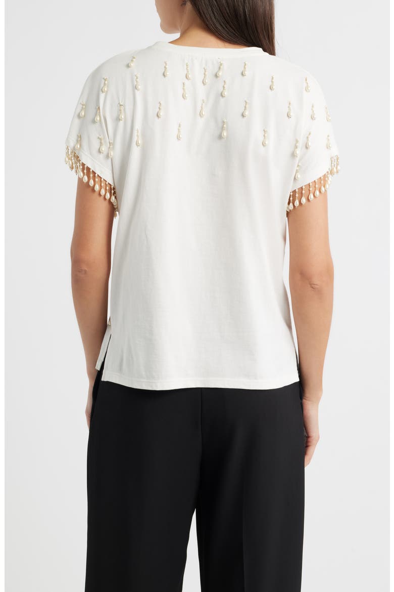 Carmel Faux Pearl Accent Cotton T-Shirt, Alternate, color, IVORY