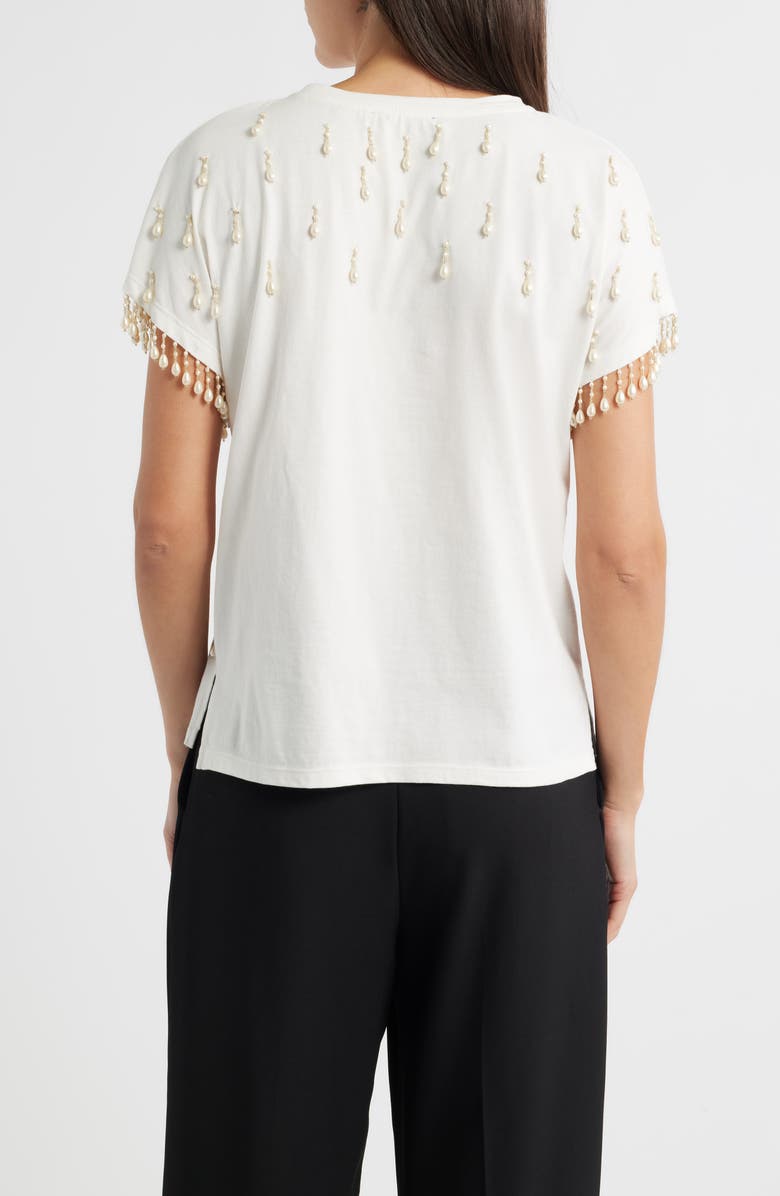 KOBI HALPERIN Carmel Faux Pearl Accent Cotton T-Shirt, Alternate, color, Ivory