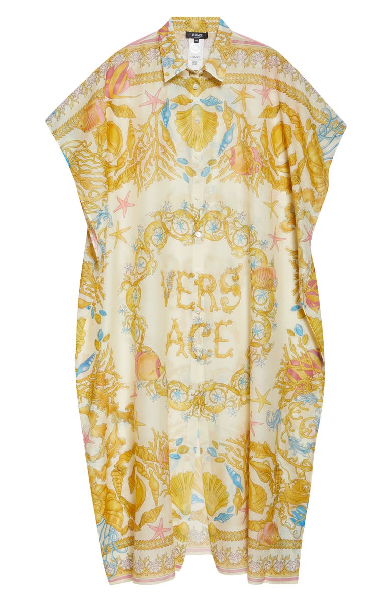 Versace Underwater Barocco Voile Cover-Up Shirtdress, Alternate, color,