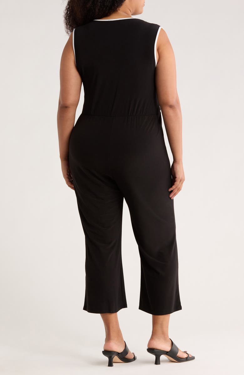TASH AND SOPHIE Contrast Sleeveless Wrap Crop Jumpsuit, Alternate, color, Black White