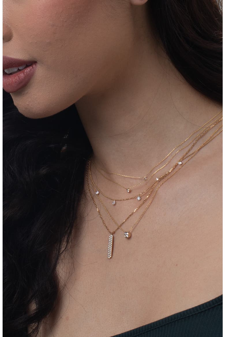 14K Gold Bezel Diamond Pendant Necklace - 0.10 ctw (Nordstrom Exclusive), Alternate, color, 14KW