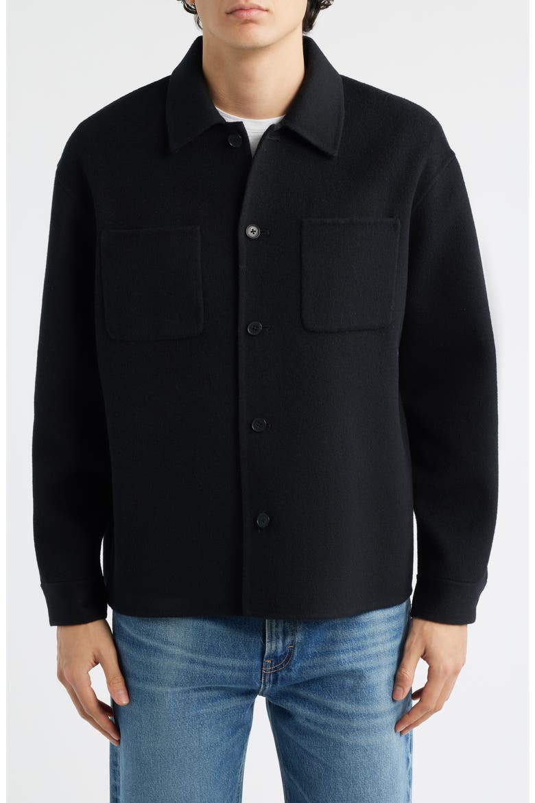 Double Face Wool Shirt Jacket, Alternate, color, BLACK