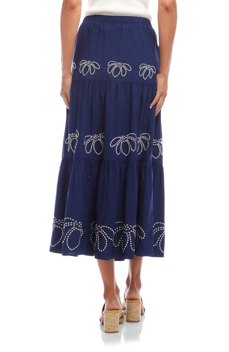 Karen Kane Embroidered Tiered Cotton Midi Skirt, Alternate, color,
