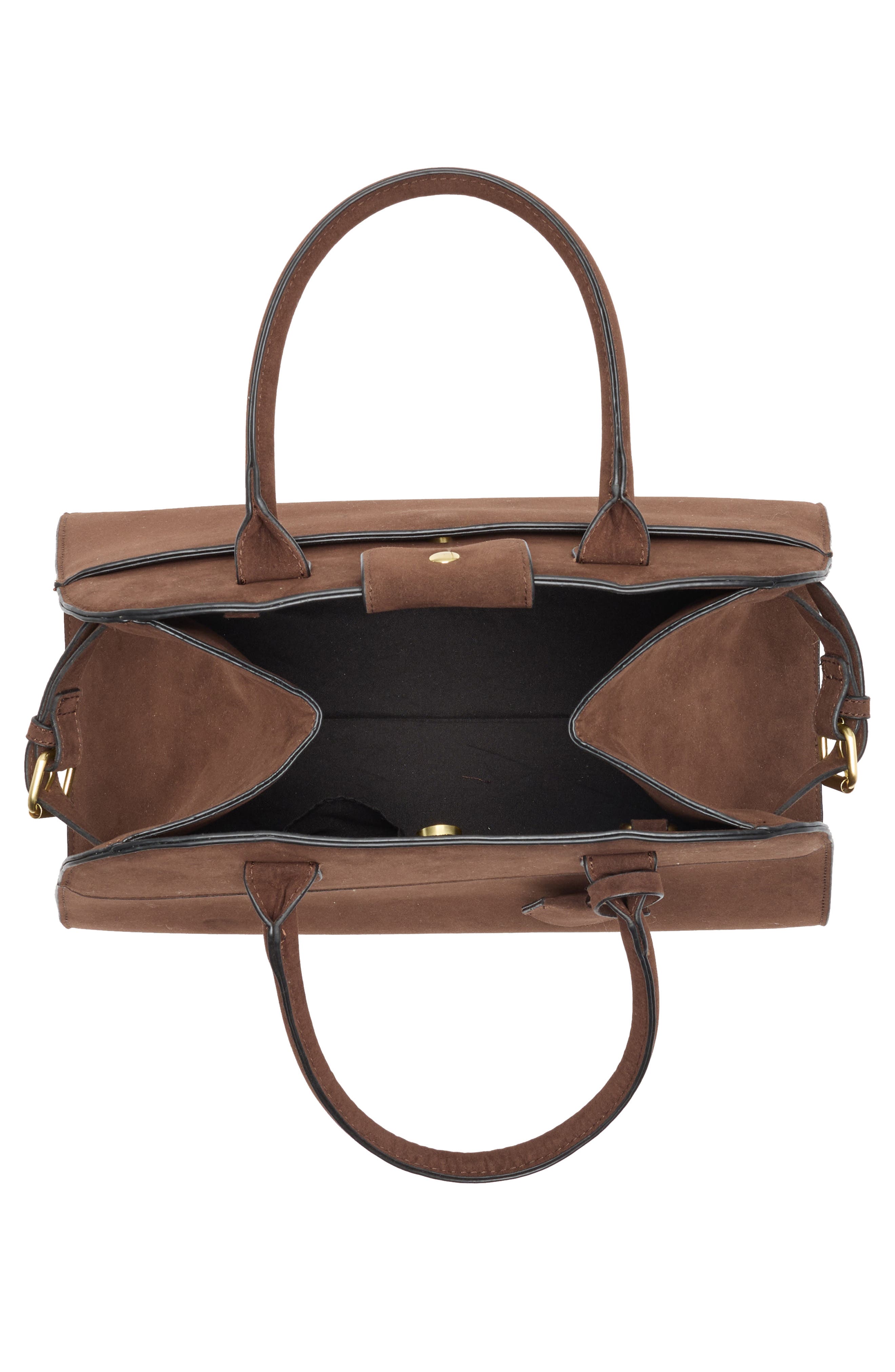 BCBG Suede Structured Satchel Bag, Alternate, color, Chocolate