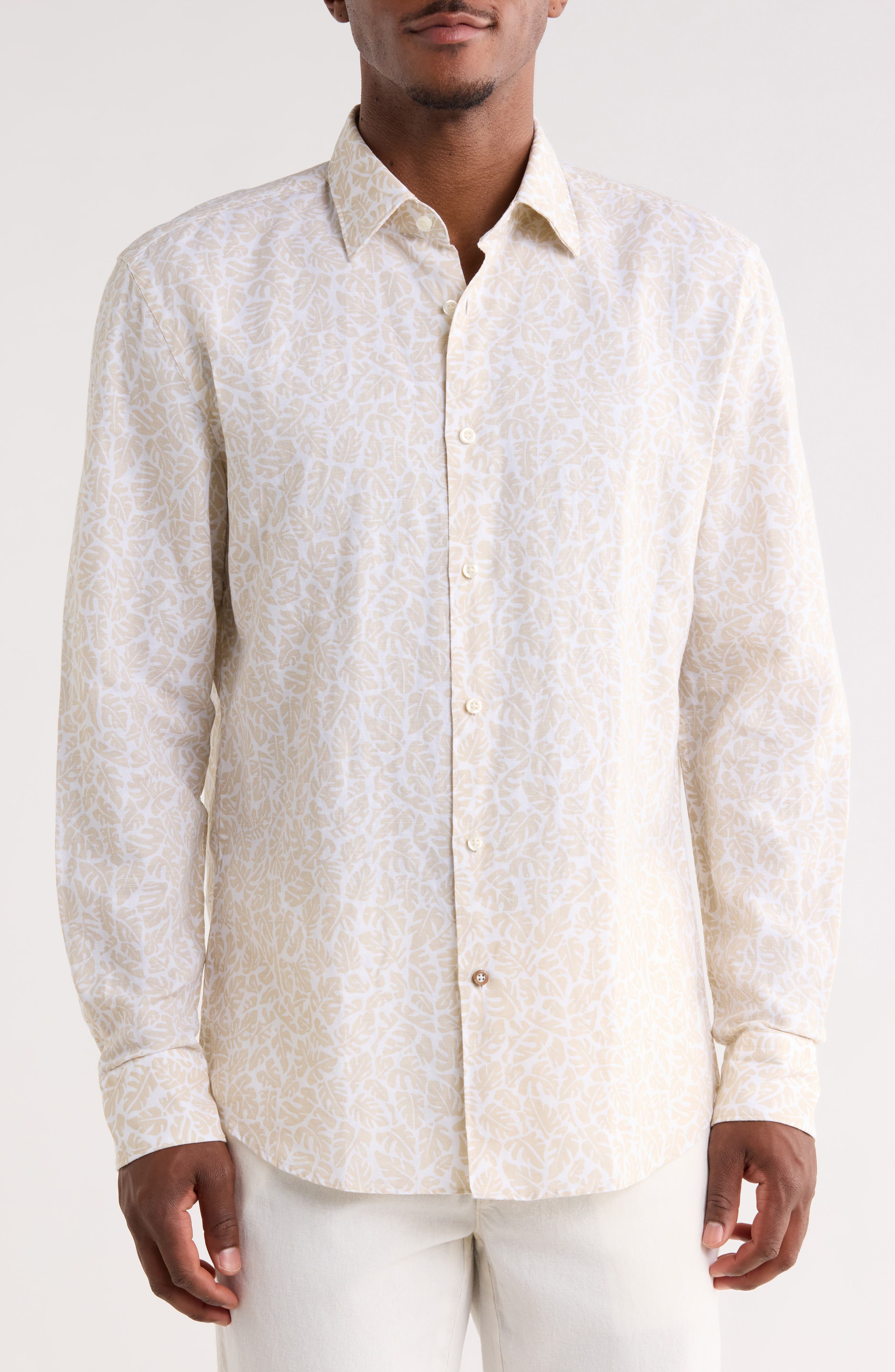 Hal Kent Casual Fit Linen & Cotton Blend Dress Shirt